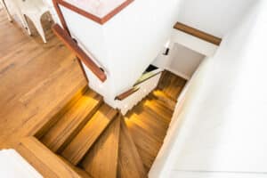 wooden stair case